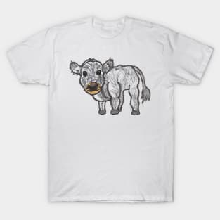 Grey fluffy cow T-Shirt